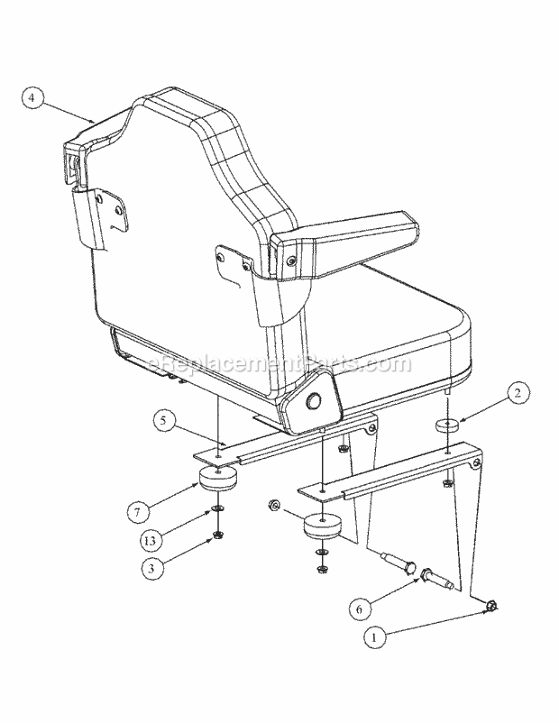 Seat Assembly Diagram and Parts List for M60-KHEFI 53AB5HEX750 Cub Cadet Sprayer
